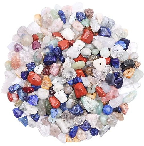 500 Stück 7 Chakra Edelstein perlen, edelsteine zum auffädeln,Kristall Steine Perlen, 5-8 mm Natürlichen Gebohrt Edelsteine für Armbänder, Ketten, Ohrringe,DIY Schmuck Machen Crafting