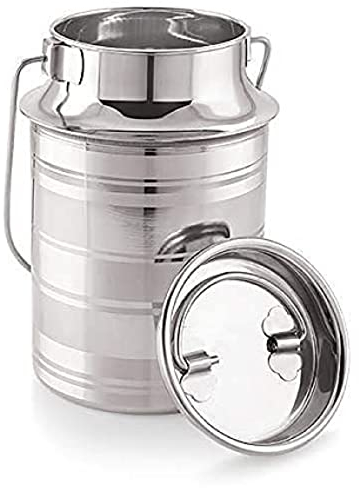 USA Deals - Jarra de leche de metal de acero inoxidable 365, latas de leche vintage, jarra de metal, latas de leche rústicas con tapa, jarrones de leche de moda antigua (12 litros)