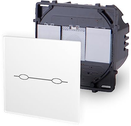 Luxus-Time Funk Touch Lichtschalter Wandschalter LUX Serie Glas Schalter Schuko Steckdosen Smart Home Fernbedienung (2-faches Funk Touch Lichtschalter Modul 702R, Weiß)