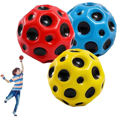 WZTCIBUR Jump Ball, 3 Stück Moon Original Spaceballs Lava Ball Höchsten Springender Moonball Ballkrater Erzeugen beim Aufprall EIN Knallendes Geräusch Leicht Greifbar Galaxy Flummies