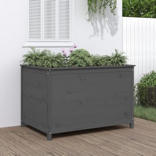 INLIFE Bancal de madera maciza de pino gris, 119,5 x 82,5 x 78 cm, 29,1 kg, 825312