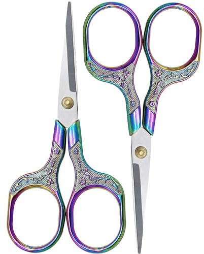 Embroidery Scissors 5 inch Stainless Steel Sharp Stork Scissors for Sewing Crafting, Art Work, Threading, Needlework DIY Tools Dressmaker Small Shears 2 Pcs