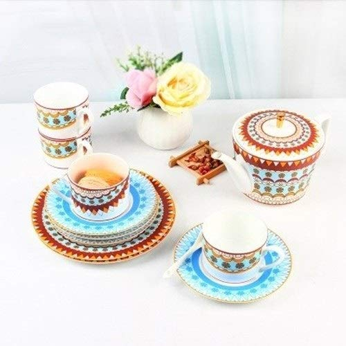 asdchZen Service à thé en porcelaine européenne créative - Tasse en porcelaine anglaise avec théière à lait et soucoupe - Tasse à thé anglaise en céramique de style bohème (B 11 ensembles)