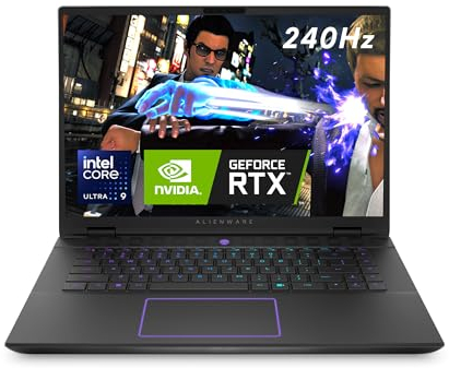 Alienware m16 R2 Gaming Laptop 16 Inch QHD+ 240Hz Display, Intel Core Ultra 9 Series 1, NVIDIA GeForce RTX 4070, 32GB RAM, 1TB SSD, RGB AlienFx, Nvidia G-Sync, Windows 11 Home, German Backlit Keyboard