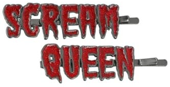 kreepsville 666 Scream Queen Haarspangen, rote Glitzer-Emaille-Gothic-Accessoires