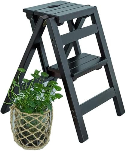 Klappbarer tragbarer Leiter-Tritthocker, Treppenstuhl, Sitze, Holzleiter, Treppenregal, Trittleiter, Rohholz, Dual-Use-Kletterregal, tragbares Blumenregal, Schuhbank, modern, einfach (B)