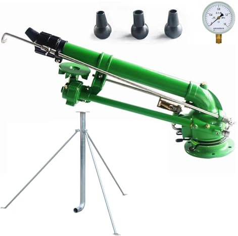 BAIYITONGDA Farm Irrigation Sprinkler On Tripod Base, 2 Impulse Tripod Sprinkler, 0°-48° Elevation Angle Adjustable, 360° Rotary Large Area Watering Spray