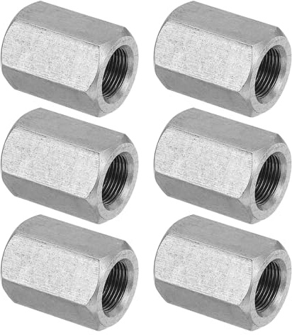 PATIKIL 6 Stück M14 x 30 mm Sechskant-Kupplungsmuttern Silberton | Feingewinde Sechskant Hülsenmutter Sechskant Verbindungsmutter Gewindehülse Langmutter, 304 Edelstahl