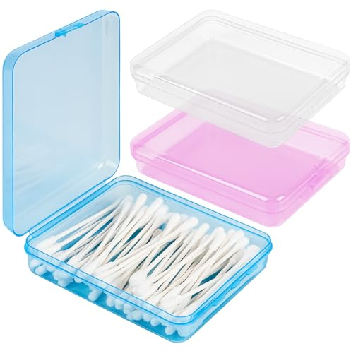 Adorila Reise-Wattestäbchen-Halter, tragbarer Haargummi-Organizer mit Deckel, Zahnseide-Spender, leichter Aufbewahrungs-Organizer für Badezimmer, Waschtisch, Arbeitsplatte, 3 Stück
