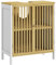 HOMCOM Mueble para Debajo del Lavabo Armario de Almacenamiento Bajo Lavabo de Bambú con Estante Ajustable y Puerta Doble Carga 30 kg 60x30x70 cm Blanco y Natural