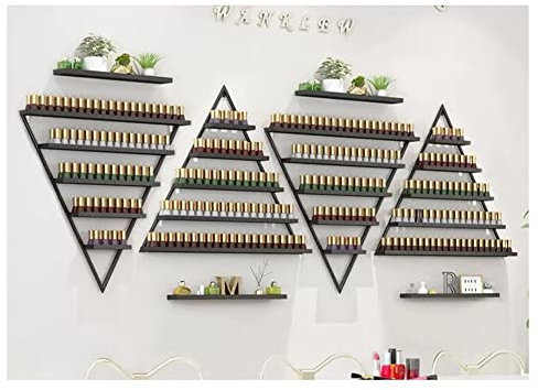 XJJUN Wandmontiertes Metall-Nagellackregal, Aufbewahrungsregal für Nagelstudio-Shop, Schwarz, 8 Größen