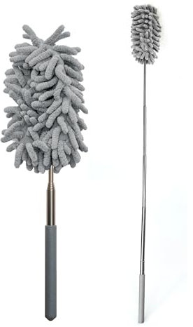 Lizzy 1 x Extendable Microfiber Duster | Telescopic Pole Extend to 74cm making it easy to reach those tricky areas | Washable, Hand Duster for Cleaning High Ceiling Fans, Cars, Blinds, Cobweb
