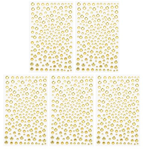 PATIKIL 1045 Piezas De Calcomanías De Gemas Acrílicas, 4 Tamaños 3/4/5/6mm Rhinestones Autoadhesivas Piedras De Gema Para Uñas Artesanía Ropa DIY Maquillaje Decoración Fiesta, Dorado Claro