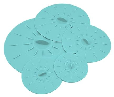 Tapas de silicona para almacenamiento de alimentos, paquete de 5 unidades, tapas de silicona, antisalpicaduras para microondas, 5 tamaños, reutilizables, resistentes al calor, tapa de succión para