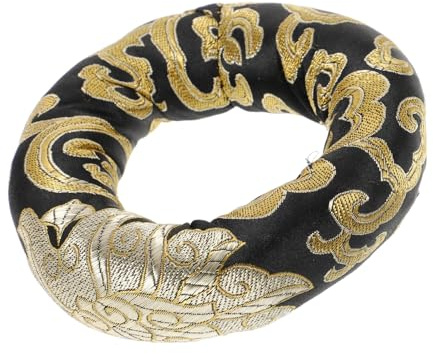 Kisangel Dekoratives Klangschalenkissen aus Baumwolle in Schwarz Leichtes Ring Design für Buddhistische Klangschalen Praktisches Aufbewahrungs und Büro Dekorationszubehör