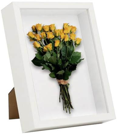3D Shadow Box, 16.6*22cm Shadow Box Frame, Deep Box Frames MDF Wooden 3D Shadow Box Frame for Crafts Objects Photos Artworks Memories Flowers Crafts (White, 3cm)