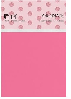 Ordinate Sticky Notes, Haftnotizen Klebezettel Palette Collection, Aesthetic Notizzettel für Schreibwaren Wochenplaner 100 Blatt/pads, post it To-do-Lisen (Hot Pink, 75mm x75mm)