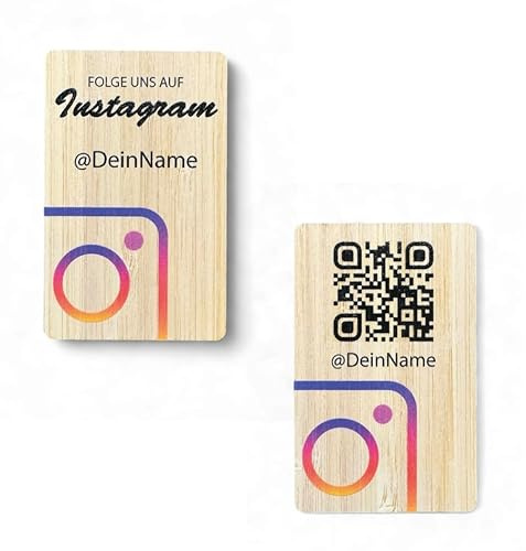TF Skins NFC Visitenkarte für Instagram aus Echtholz mit QR Code 85x54mm