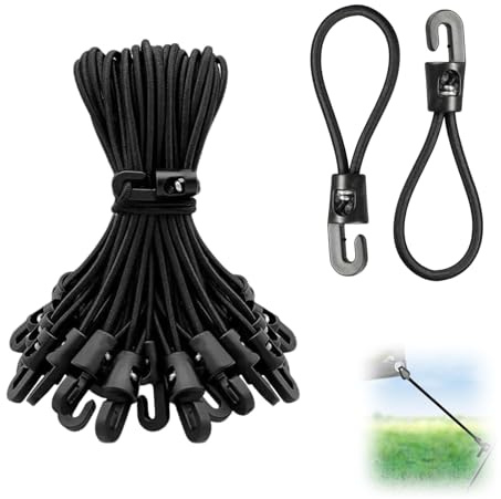 leruiyezs 25 Pièces Tendeur Bache Tendeurs Elastique avec Crochets Petit Tendeur Résistant Étirable pour Bâche Voile Ombrage Affiches Tentes Camping Jardin Extérieur (10cm Schwarz 25 Stück)