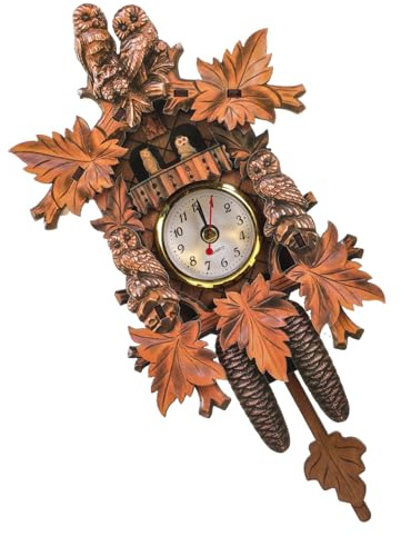 DOITOOL Kuckucksuhr Wanduhr für Zuhause, Kunststoff, Metall | Traditionelle Vogelhausuhr, Einfache Optik, Batteriebetrieben mit Aa, für Büro und Laden