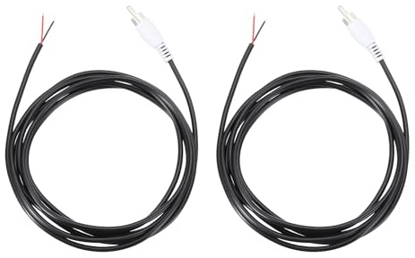 sourcing map 6.6FT RCA to Bare Wire Speaker Cable, 22AWG Replacement White RCA Male Plug to Open End Pigtail Audio Cable Connector Adapter for Amplifier, Home Audio Speakers, Pack of 2
