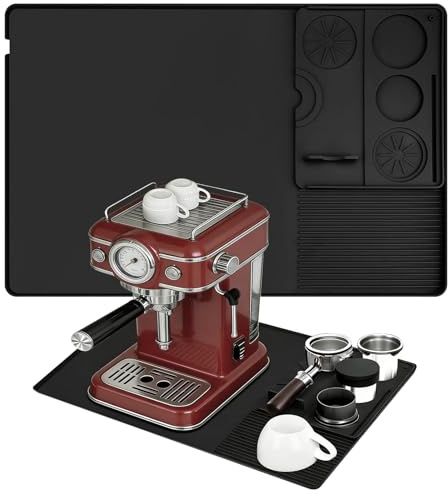 Kaffematta i silikon med konvex kant, 2-i-1-underlag för kaffemaskin med avtagbar tampermatta, silikonmatta, kaffemaskinstillbehör för Ninja Luxe Cafe/Pro/Premier/ES601/ES701 och andra märken, 59 x 40