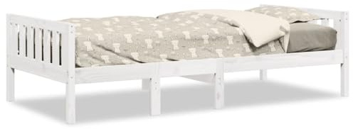 Tomostar Kinderbett, Einzelbett ohne Matratze, weiß, 80 x 200 cm, massives Kiefernholz