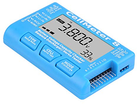 RC CellMeter 8 Digital Battery Checker, Battery Voltage Tester for LiPo LiFe Li - Ion NiMH NiCd, LCD Display with Balance Plug Port for Up to 8S RC Batteries