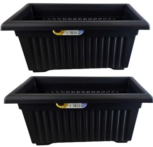 Easy Shopping® Rectangular Sovereign Trough Planter (55cm) Lightweight Indoor Outdoor Strong Plastic Home Garden Flower Plant Pots Elevate Your Garden Style (2)