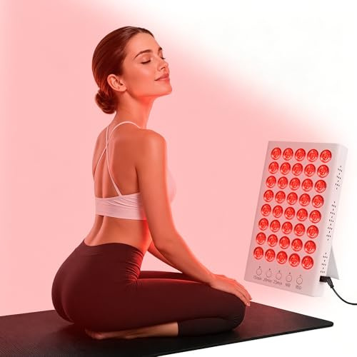 Warmforwel Rotlichttherapie Panel 660nm 850nm Infrarotlampe verstellbarer | 40 LED Doppelwellenlänge,3-stufiger Timer,tragbar für Gesicht Körper,Hautpflege Muskelschmerzlinderung,Schutzbrille Netzteil
