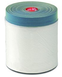 Kip 3833 Gewebe-Masker - Abdeckfolie mit Gewebeklebeband 550 mm x 20 m | Selbstklebende Malerfolie zum Abdecken & Malerband zum Staubschutz und Fenster abkleben - Klebeband mit Folie UV-beständig