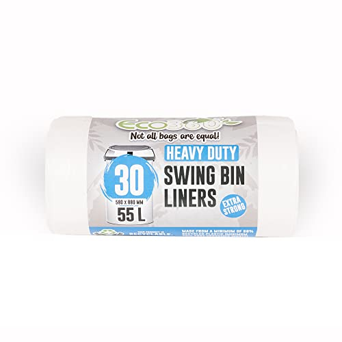 Ecobag 30 Heavy Duty Swing Bin Liners White EcoBag, 55Litre, (225)