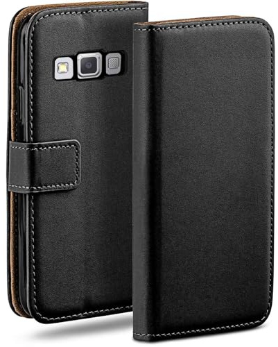 moex Book Case für Samsung Galaxy A5 (2015) Handyhülle mit Kartenfach, Hülle klappbar 360 Grad Schutzhülle, Klapphülle Flip Case Cover, PU Leder Handytasche Lederhülle, Schwarz