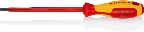 KNIPEX Schraubendreher, VDE-geprüft 262 mm, 98 20 65 | Geeignet für Schlitzschrauben isolierender Mehrkomponenten-Griff