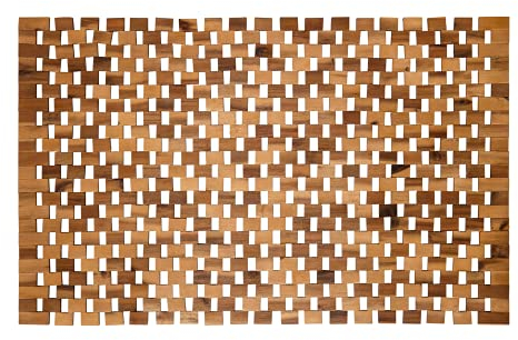 PANA®ECO Badematte Holz • Fußmatte 100% Akazienholz • Badvorleger Holz rutschfest • Holzmatte aus Echtholz • Natürlicher Badvorleger • Fußmatte Natur • Größe: 50 x 80 cm