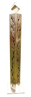 Gartendekoshop24 – Edle Gartendeko Edelstahl Säule, 125 cm, mit gebürstetem Edelstahl Würfel. Säule aus Edelstahl, handgemacht, mit Muster. Moderne Edelstahlsäule, Stele, für den Garten.