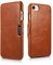 ICARER Tasche passend für Apple iPhone SE 2022 5G, iPhone SE 2020, iPhone 8, iPhone 7, 4.7 Zoll, Case mit Echt-Leder, Schutz-Hülle aufklappbar, Ultra-Slim Cover, Etui im Vintage Look, Braun