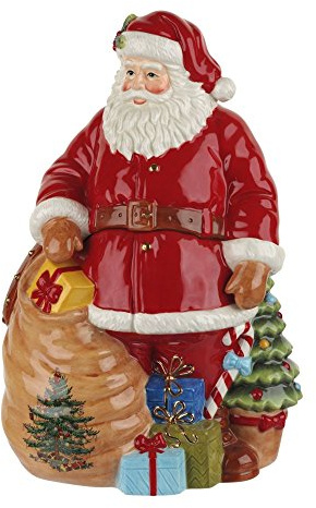 Spode 1634732 - Tarro de galletas con forma de árbol de Navidad, multicolor