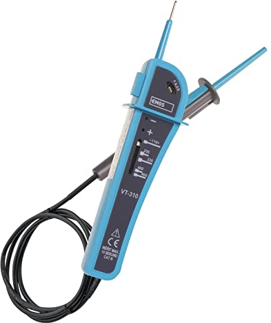EMOS Spannungsprüfer und Phasentester zweipolig CAT III, AC/DC Spannungstester mit Polaritätsanzeige, 110 – 400 V, 0 – 60 Hz, wasserdicht