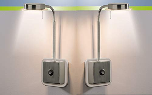 Trango 2er Pack LED Steckerleuchte TG2605/2 I Wandleuchte I Leselampe I Küchenlampe i Nachtlicht I Steckerleuchte I Lampe 5.0 Watt 3000K warmweiß direkt 230V