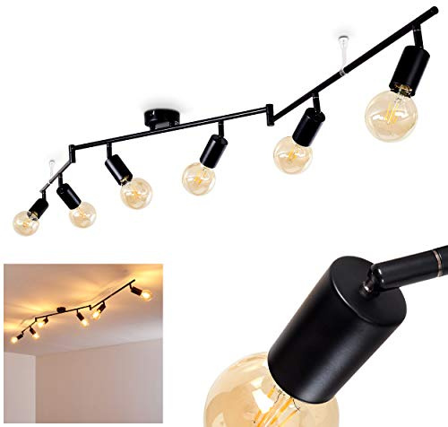 HOFSTEIN Deckenleuchte Maidford, verstellbare Deckenlampe aus Metall in Schwarz, moderne Leuchte im Industrial/Retro/Vintage-Design, 6 x E27, Esszimmer, Wohnzimmer, Schlafzimmer, Küche, Büro
