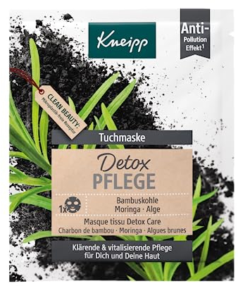 Kneipp Tuchmaske Detox Pflege, Bambuskohle, Moringa & Alge, klärend & vitalisierend, 1 Stück