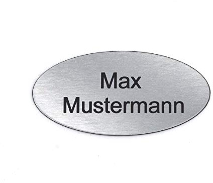 Gravurheim Briefkastenschild Türschild individuelle Gravur Name | selbstklebend - personalisiert | Kunststoff - Plastik | viele Farben und Größen (8x3,5cm Oval, Silber-Schwarz)