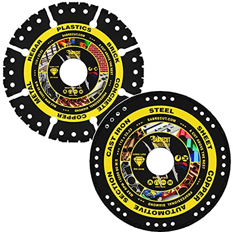 SabreCut 2pcs VBSCK115 115mm x 22.23mm Bore Diamond Cutting Discs | Industrial-grade vacuum-brazed diamond provides durable dry cutting across a wide range of construction materials