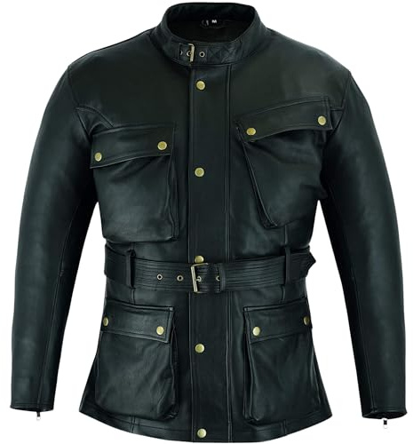 warrior gears Herren-Motorradjacke aus echtem Nappaleder in Premiumqualität aus Rindsleder mit CE-geprüften, geschützten Panzerungen im Inneren, festem Futter, Wetterschutz