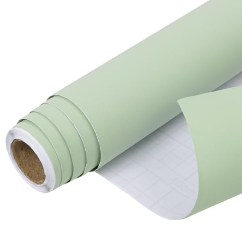 Arthome Verde Pellicola Adesiva per mobili 44cmx3m Verde Carta da Parati Solido Opaco Strutturato Autoadesivo pellicola vinilica Decorativa per controsoffitto, armadi, mobili cucina