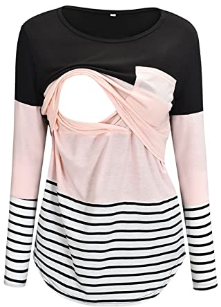 Pijamas de Lactancia para Mujer Invierno Algodón Pijamas de Maternidad de Hospital para Premamá Conjunto de Embarazadas de Mangas Largas para Mujer S-XXL