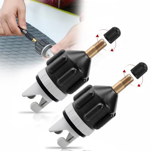 Senbaler 2 SUP Pumpen Adapter für Schlauchboote Kompressor,Stand Up Paddle Board Kajak Pumpe Luft Ventiladapter (Schwarz)