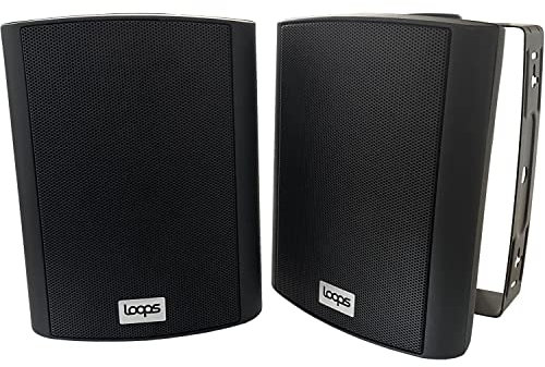 Loops 120W 5.25” Indoor & Outdoor Active Bluetooth Wall Speakers – Pair of Black Stereo Wireless Music Streaming Speaker – IP56 External Weatherproof Garden Bar & Hot Tub