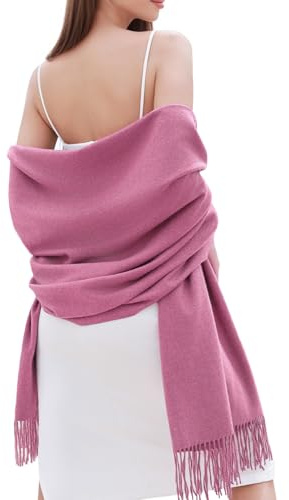 RIIQIICHY Damen Schal Rosa Stola Festlich für Abendkleid Pashmina Schals Tücher für Frauen Hochzeit Schultertuch Frühling Winter Schal Warme Kuschelig